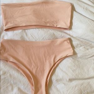 blush pink romwe bathing suit